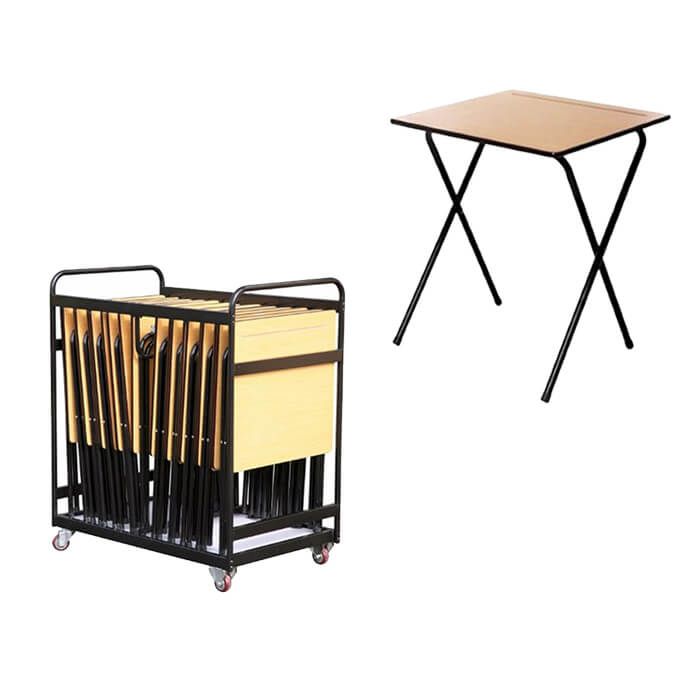 20 Folding Exam Desks and Trolley Bundle