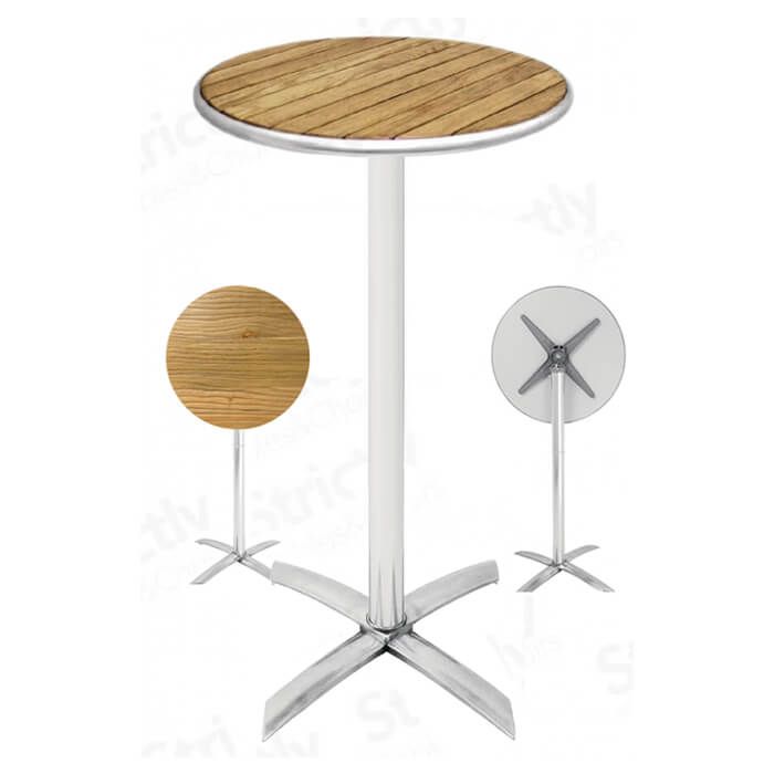 Round Poseur Bistro Table with Ash Table Top - Flip Top & Stacking - 2 Foot 3 Inch
