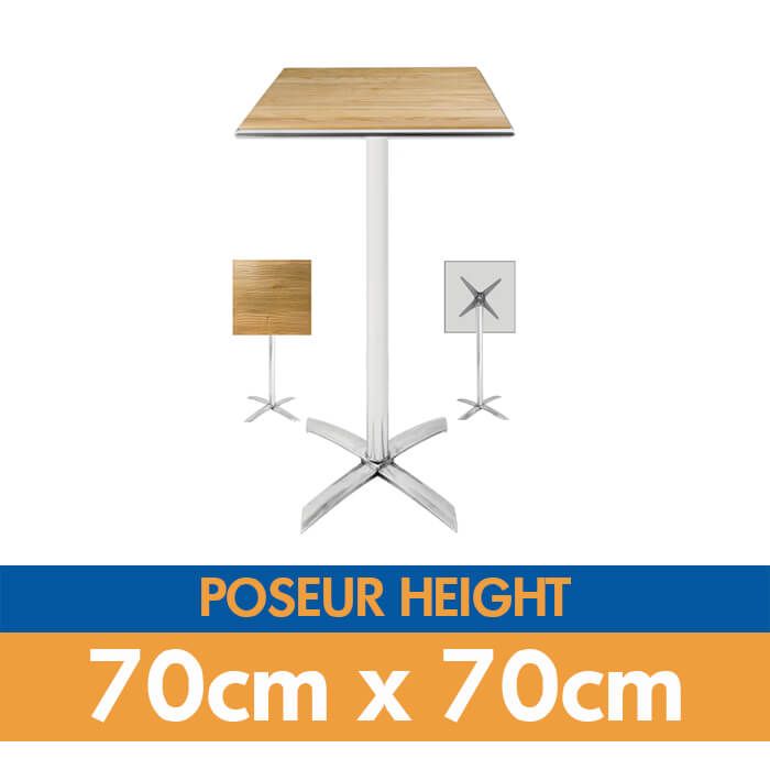Square Poseur Bistro Table with Ash Table Top - Flip Top & Stacking - 2 Foot 3 Inch