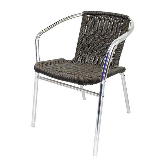 Aluminium Stacking Chair with Charcoal Wicker Seat and Back