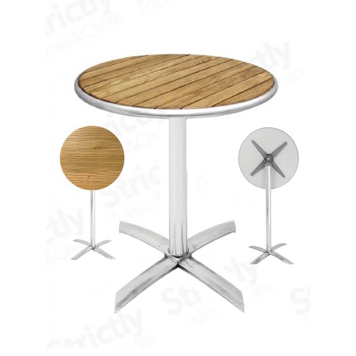 Round Bistro Table with Ash Table Top - Flip Top & Stacking - 2 Foot 3 Inch