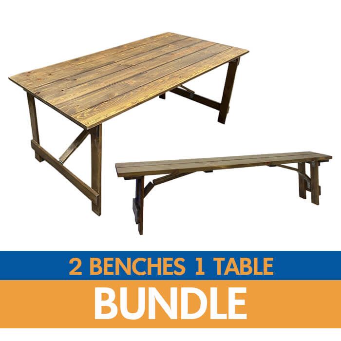 Farm Bench and Farm Table Bundle - Rustic Finish