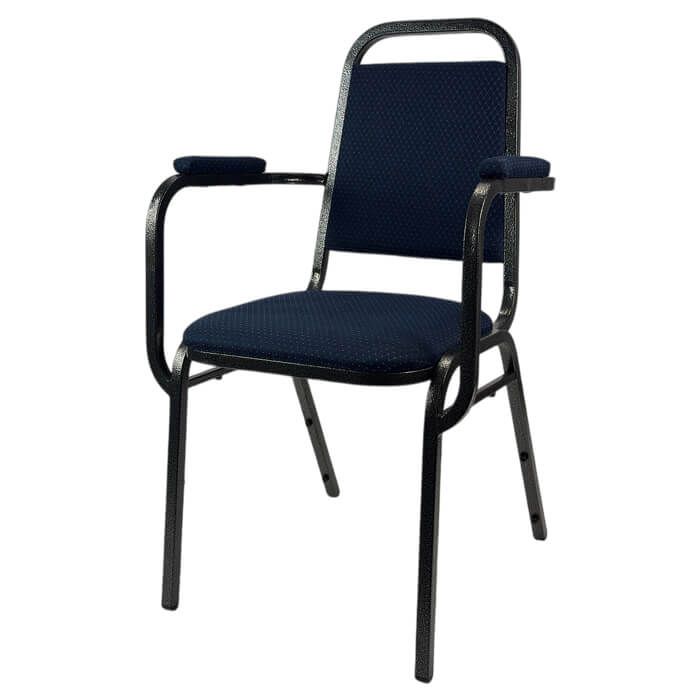 Profile view of silver vein blue steel economy armchair