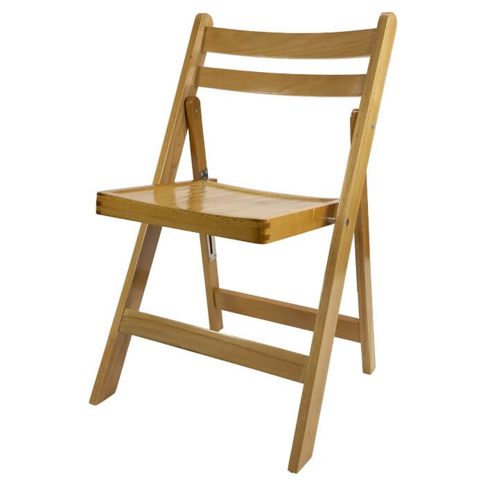 Profile view of natural Helios folding chair