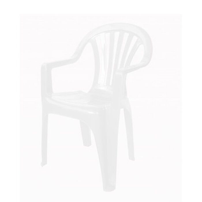 Profile view of white Pals plastic chair