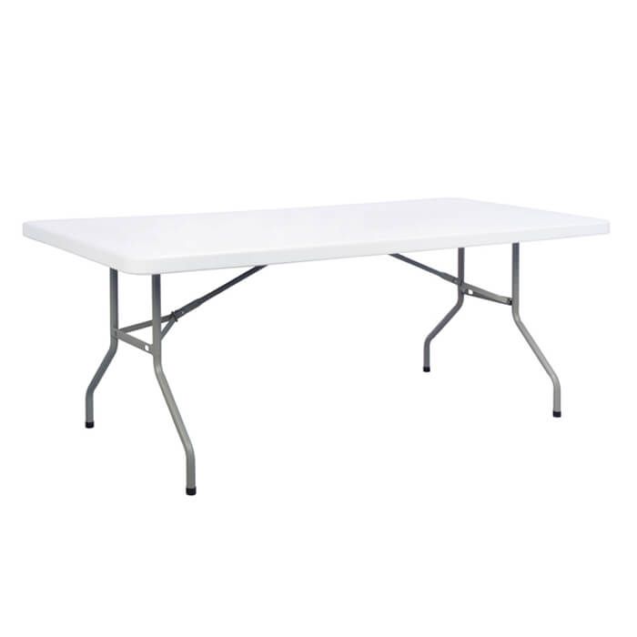 Profile view of 8ft 2ft 6in rectangle plastic folding table