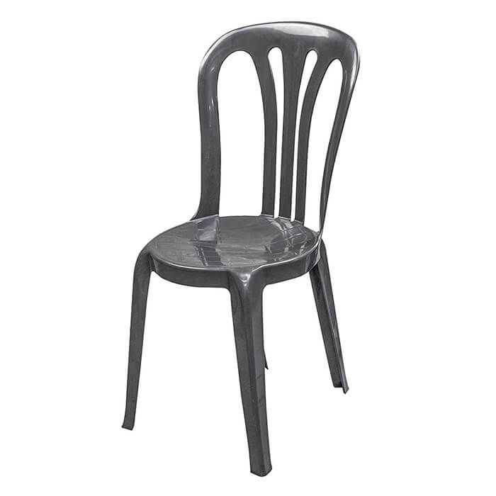 Profile view of black Garrotxa plastic chair