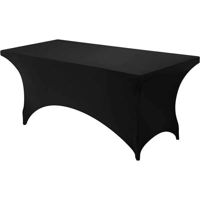 Premium Black Spandex Rectangle Table Cover 6 Foot