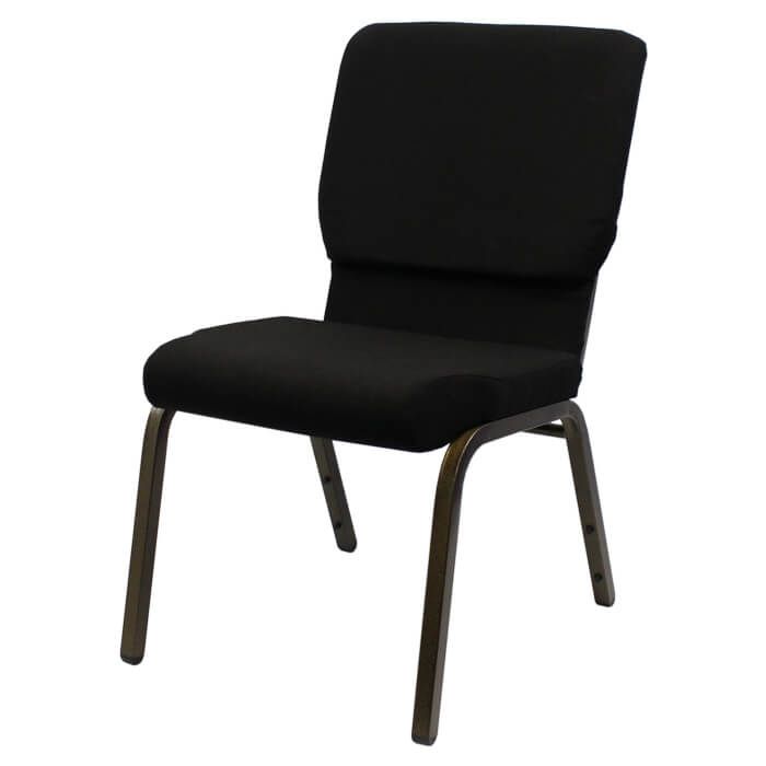 Worship Church Stacking Chair - Gold Vein Frame Black Fabric