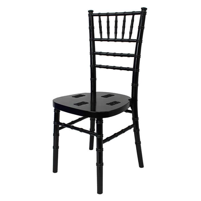 Profile view of black Chiavari chair