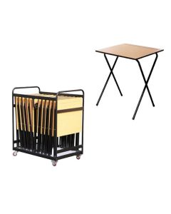 20 Folding Exam Desks and Trolley Bundle