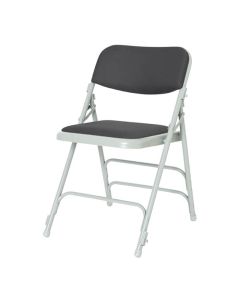 Profile view of charcoal comfort folding chair