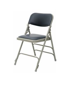 Profile view of vinyl black comfort folding chair