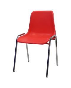 Plastic Stacking Chair | Chrome Frame Red Shell