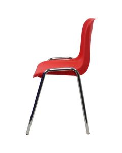 Plastic Stacking Chair | Chrome Frame Red Shell