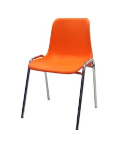 Plastic Stacking Chair | Chrome Frame Orange Shell