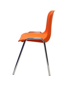 Plastic Stacking Chair | Chrome Frame Orange Shell