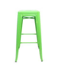 Profile view of green Tolix bar stool