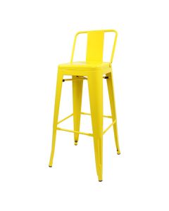 Profile view of yellow Tolix low back stool