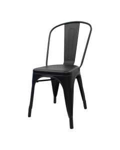 Profile view of matte black Tolix side chair