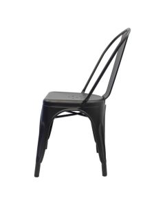 Profile view of matte black Tolix side chair