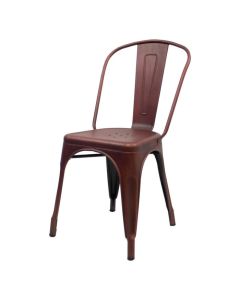 Profile view of copper Tolix side chair