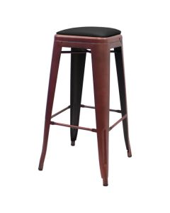 Profile view of copper Tolix bar stool with dome seat