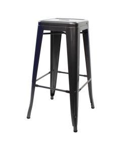 Tolix Style Bistro Bar Height Stool | Gloss Gun Metal