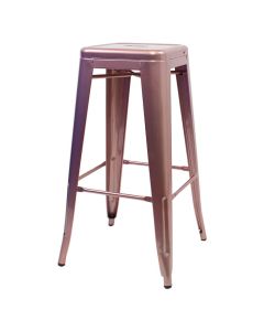 Profile view of rose gold Tolix bar stool