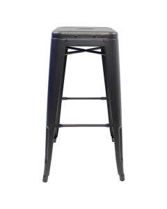 Profile view of matte gun metal Tolix bar stool