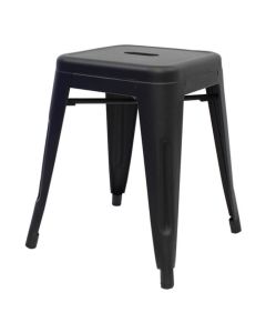 Profile view of matte black Tolix low stool