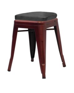 Profile view of copper Tolix low stool with box seat