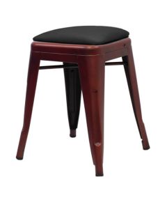 Profile view of copper Tolix low stool with dome seat