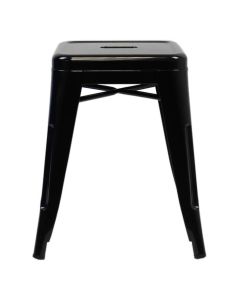 Profile view of gloss black Tolix low stool