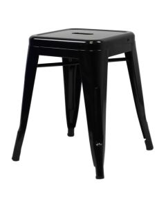 Profile view of gloss black Tolix low stool