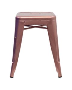 Profile view of rose gold Tolix low stool