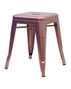 Profile view of rose gold Tolix low stool