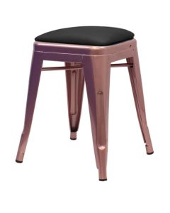 Profile view of rose gold Tolix low stool with dome seat