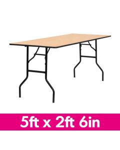 Rectangle 5 Foot by 2 Foot 6 Inch Wooden Event Table
