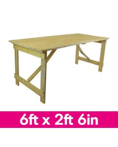 Raw Folding Farm Table | 6 Foot by 2 Foot 6 Inch