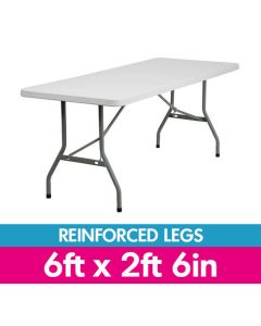 Rectangle 6 Foot by 2 Foot 6 Inch Reinforced Leg Plastic Event Table