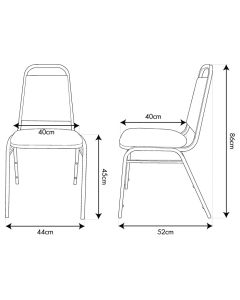 Profile view of black economy steel stacking chair