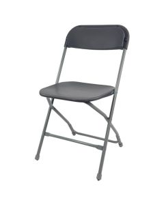 Profile view of charcoal economy plastic folding chair