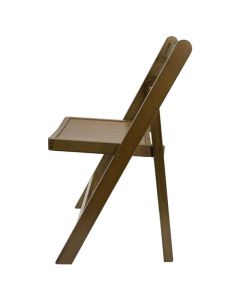 Profile view of rustic Helios folding chair