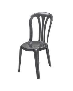 Profile view of black Garrotxa plastic chair