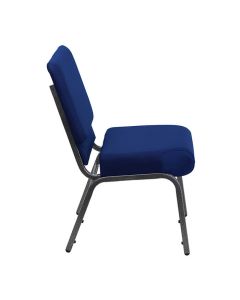 Worship Church Stacking Chair - Silver Vein Frame Blue Fabric