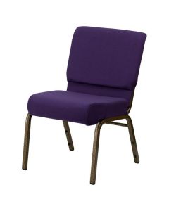 Worship Church Stacking Chair - Gold Vein Frame Purple Fabric