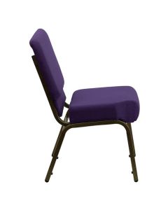 Worship Church Stacking Chair - Gold Vein Frame Purple Fabric