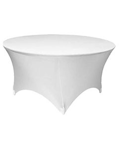 Premium White Spandex Round Table Cover 6 Foot