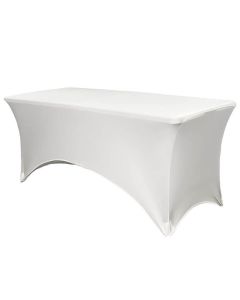 Premium White Spandex Rectangle Table Cover 6 Foot